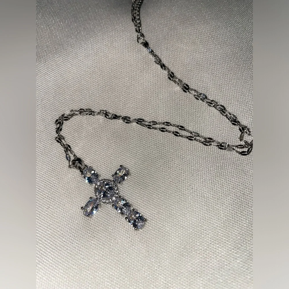 Silver & Stones Cross Necklace